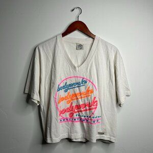 80s vintage single stitch, cropped V-neck T-shirt, one size fits all